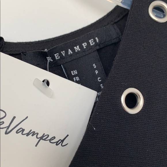 NWT ⭐️ REVAMPED Bodycon Lace Up Tight Mid Calf 3/4 Length Sexy Black Dress 4 6 S - Picture 5 of 7